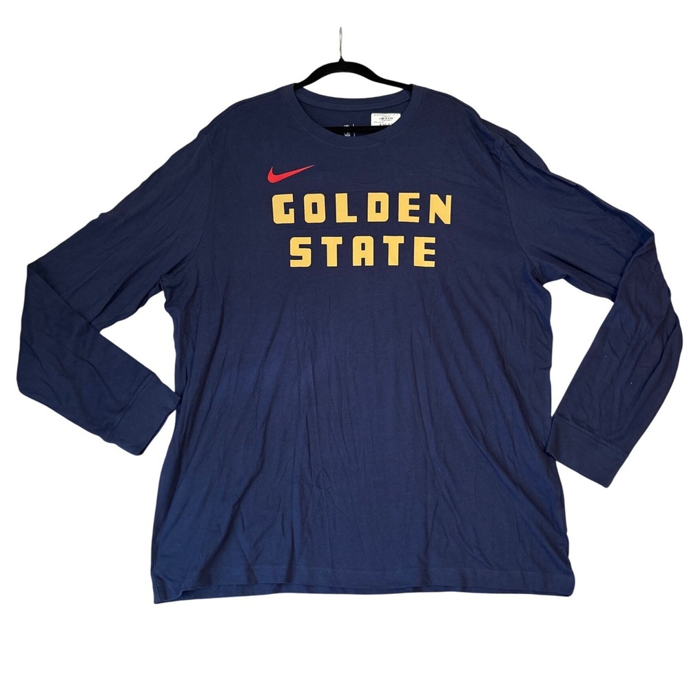Nike Golden State Warriors Shirt Mens Navy Long Sleeve Graphic XXL HJ2803-419